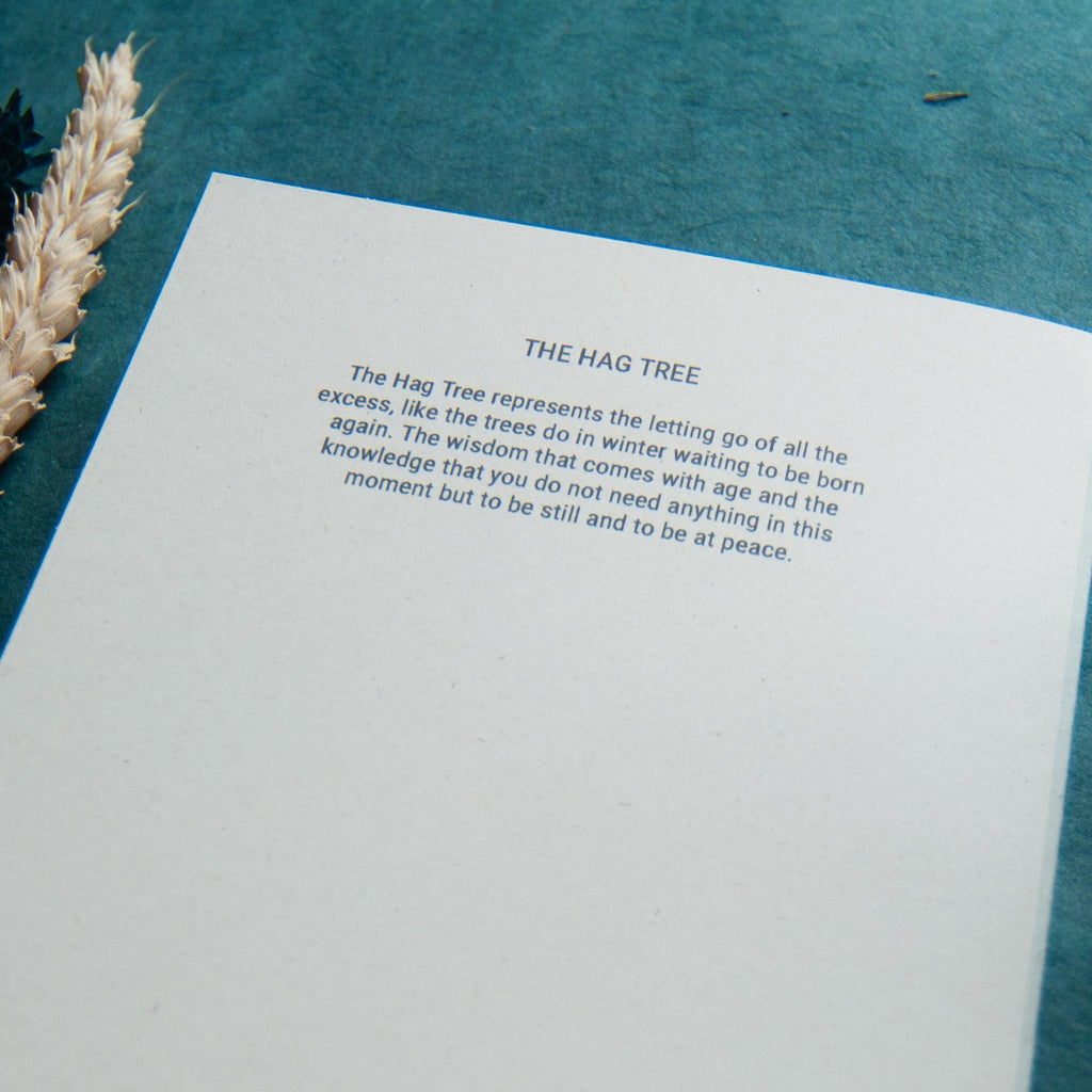 The Tree Hag Dryad Goddess | Winter Dryad mythology linocut print , Recycled eco-friendly | Greeting card.