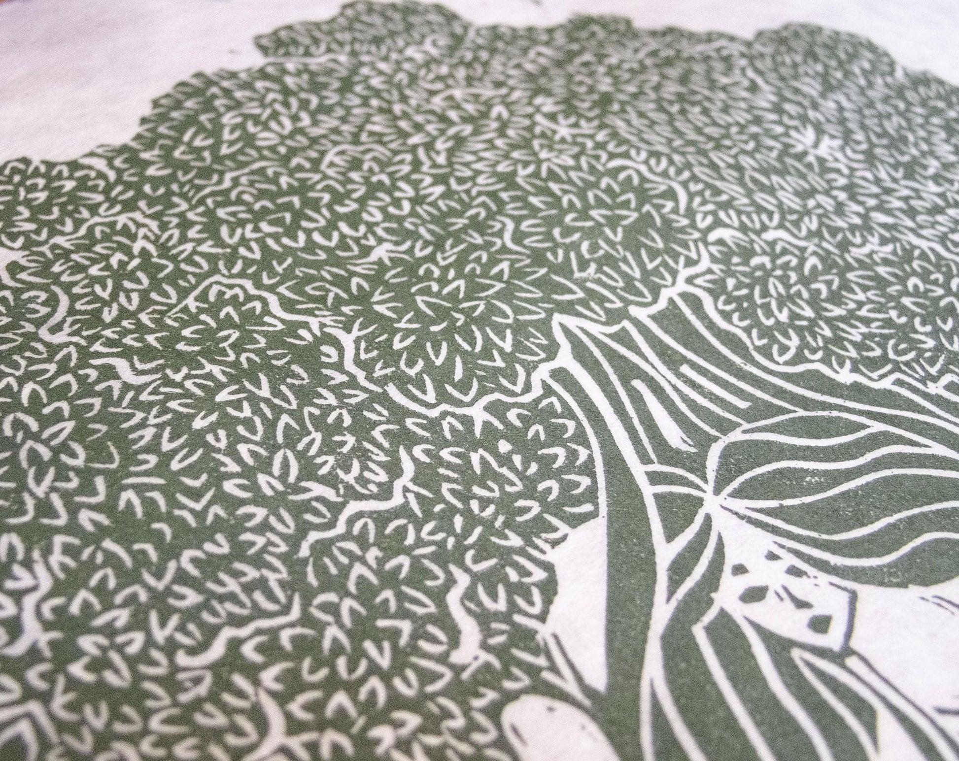 Autumn Dryad nature spirit Original Linocut Print | goddess hand printed art