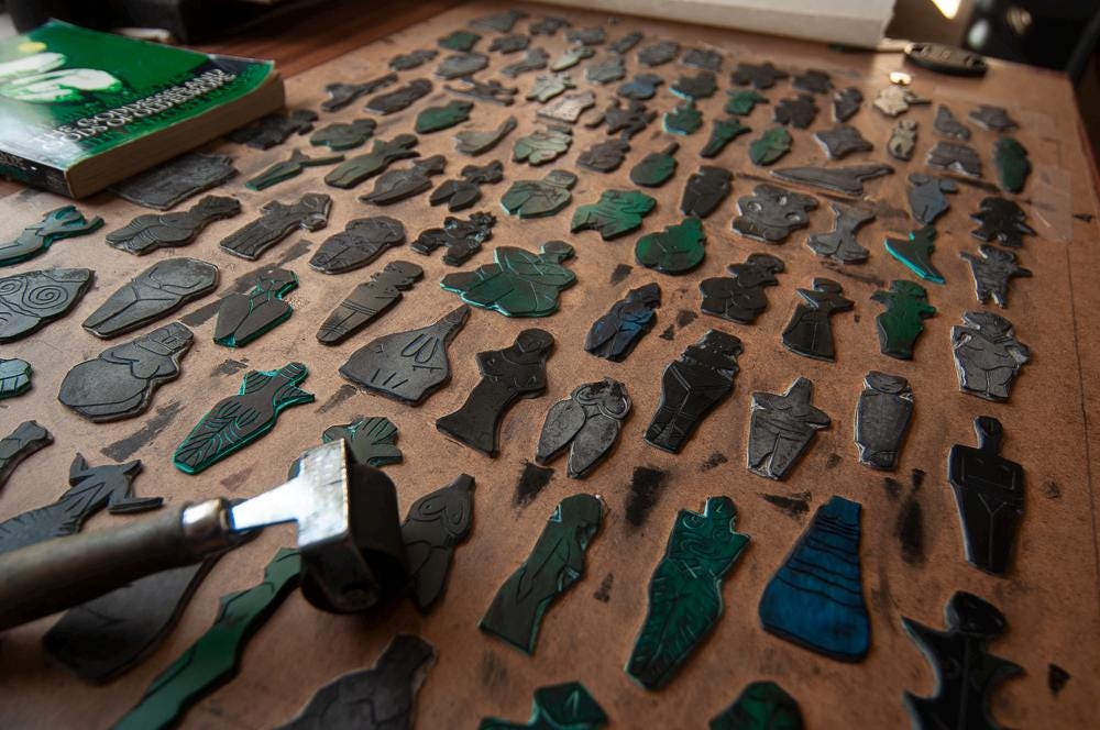 100. Our Divine Mother | Prehistoric Goddesses | Original Linocut Print