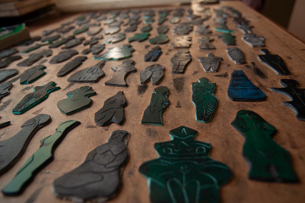 100. Our Divine Mother | Prehistoric Goddesses | Original Linocut Print