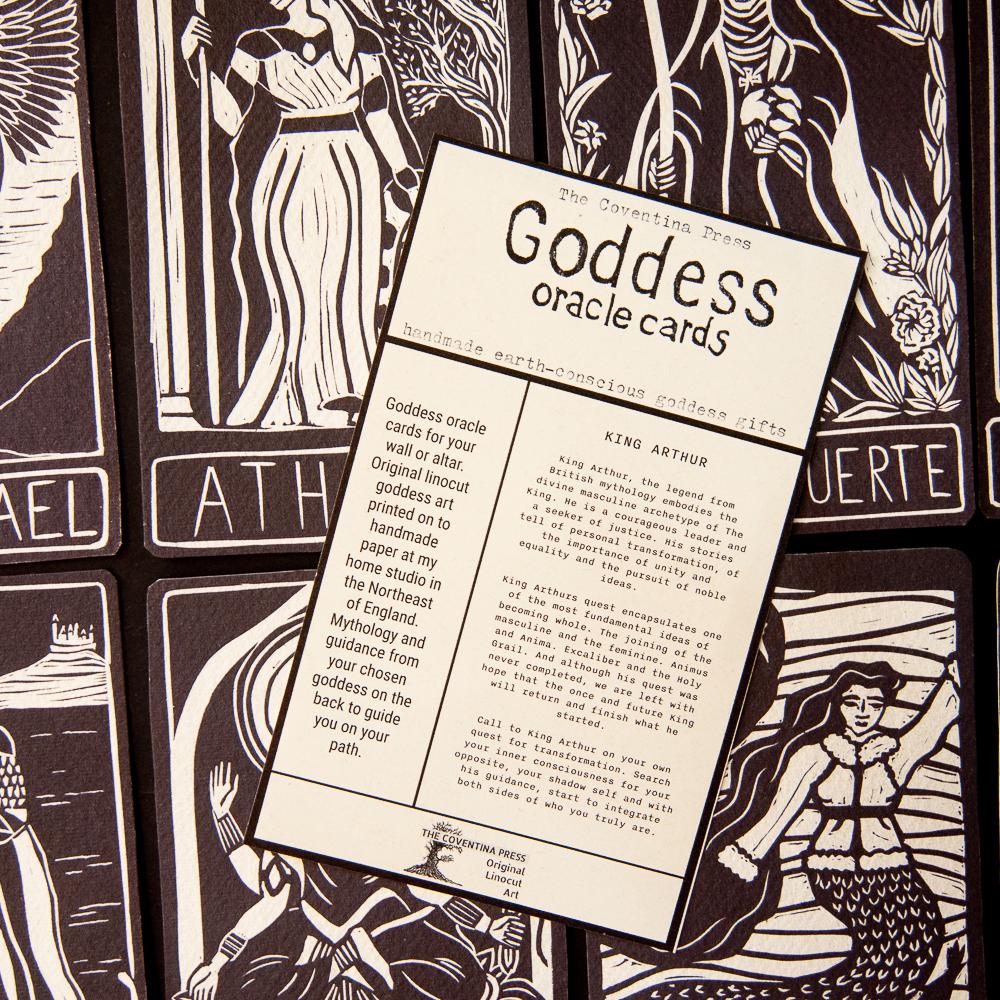 King Arthur oracle card | Divine Masculine Spiritually | Handmade oracle cards, linocut art
