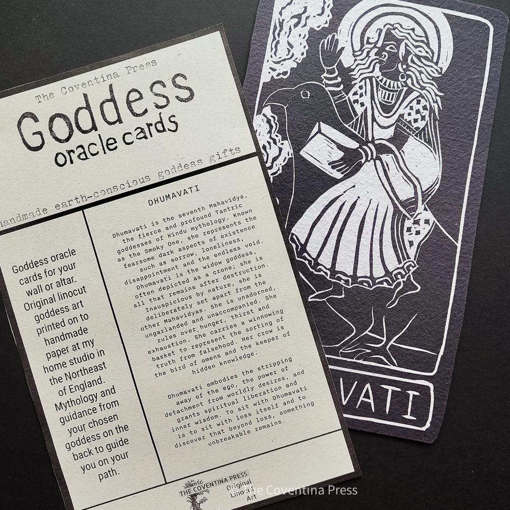 Dhumavati Oracle card | Hindu Mahavidya, The smokey one. Linocut design