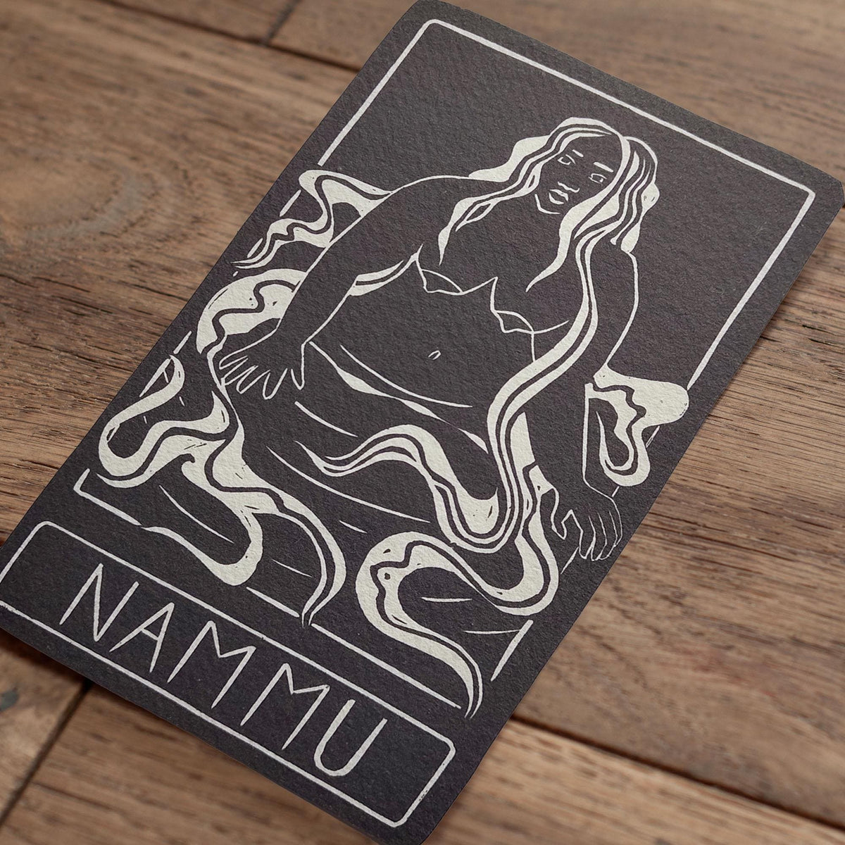 Nammu altar card | Goddess oracle card | handmade linocut design, eco-friendly gifts.