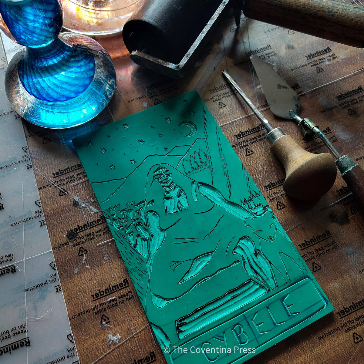 Cybele Goddess | oracle card with goddess guidance handmade linocut design.