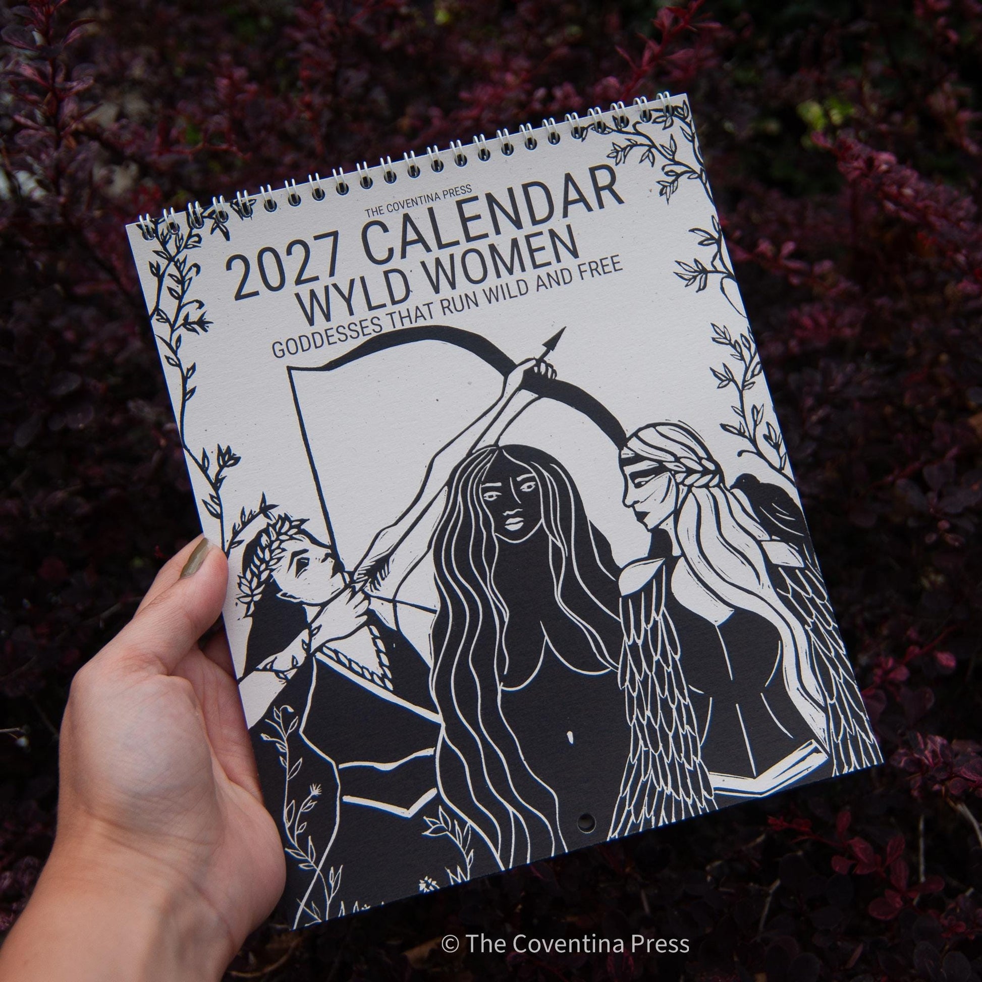 Wyld Women Calendar 2027, NEW RELEASE! - Original linocut art with goddess guidance and cut out oracle cards.