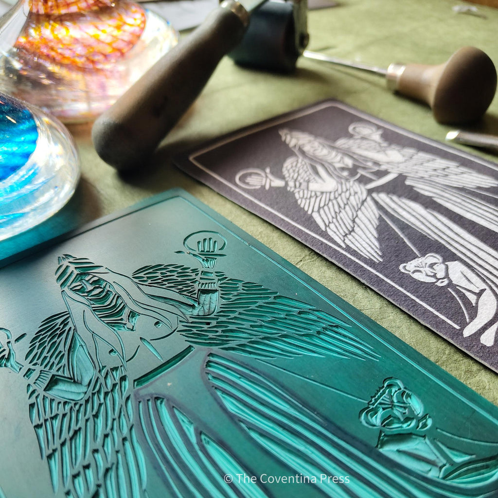 Ereshkigal Goddess | oracle card with goddess guidance handmade linocut design.