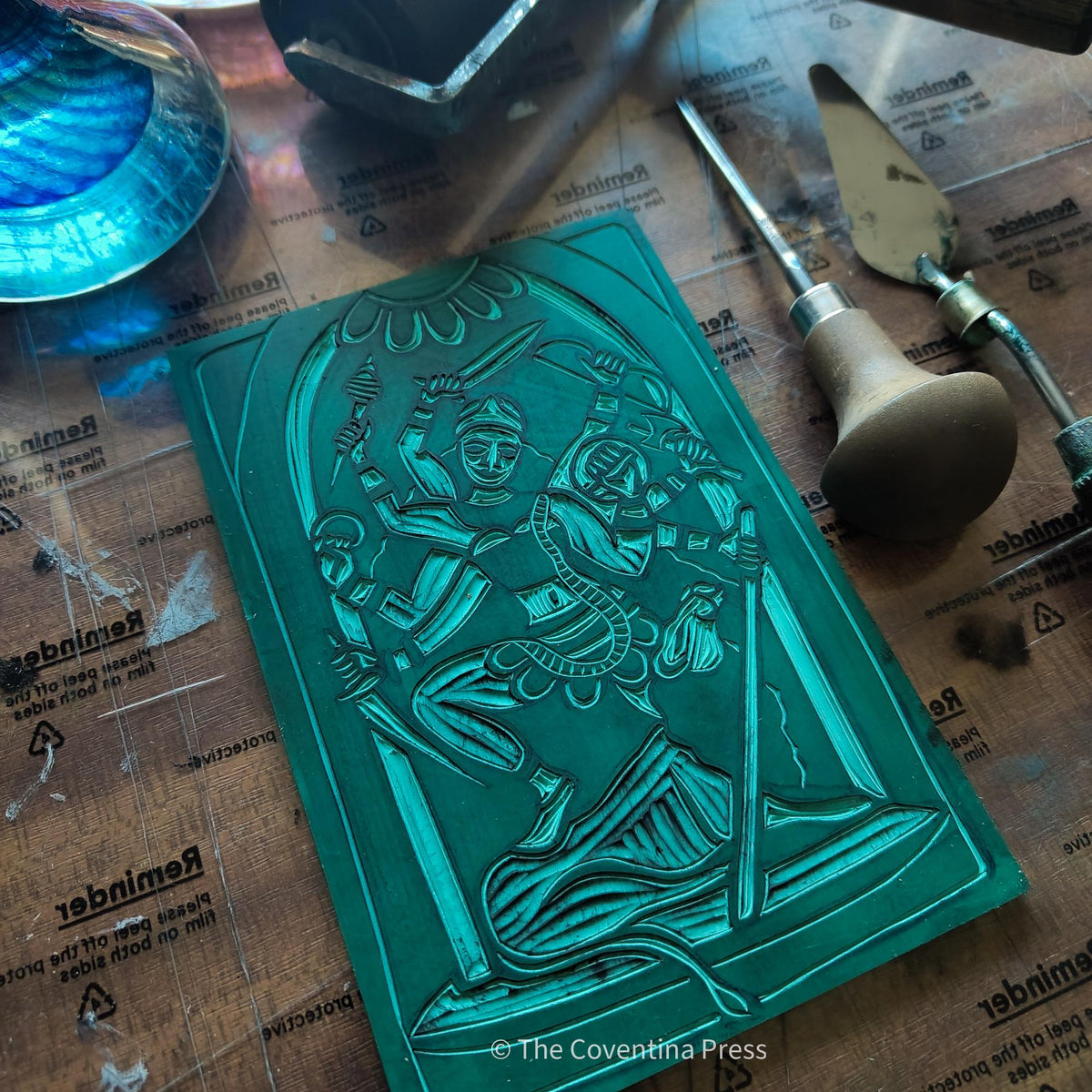 Durga altar card | Goddess oracle card | handmade linocut design, eco-friendly gifts.