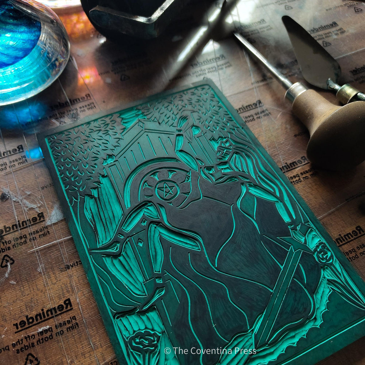 Medb altar card | Goddess oracle card | handmade linocut design, eco-friendly gifts.