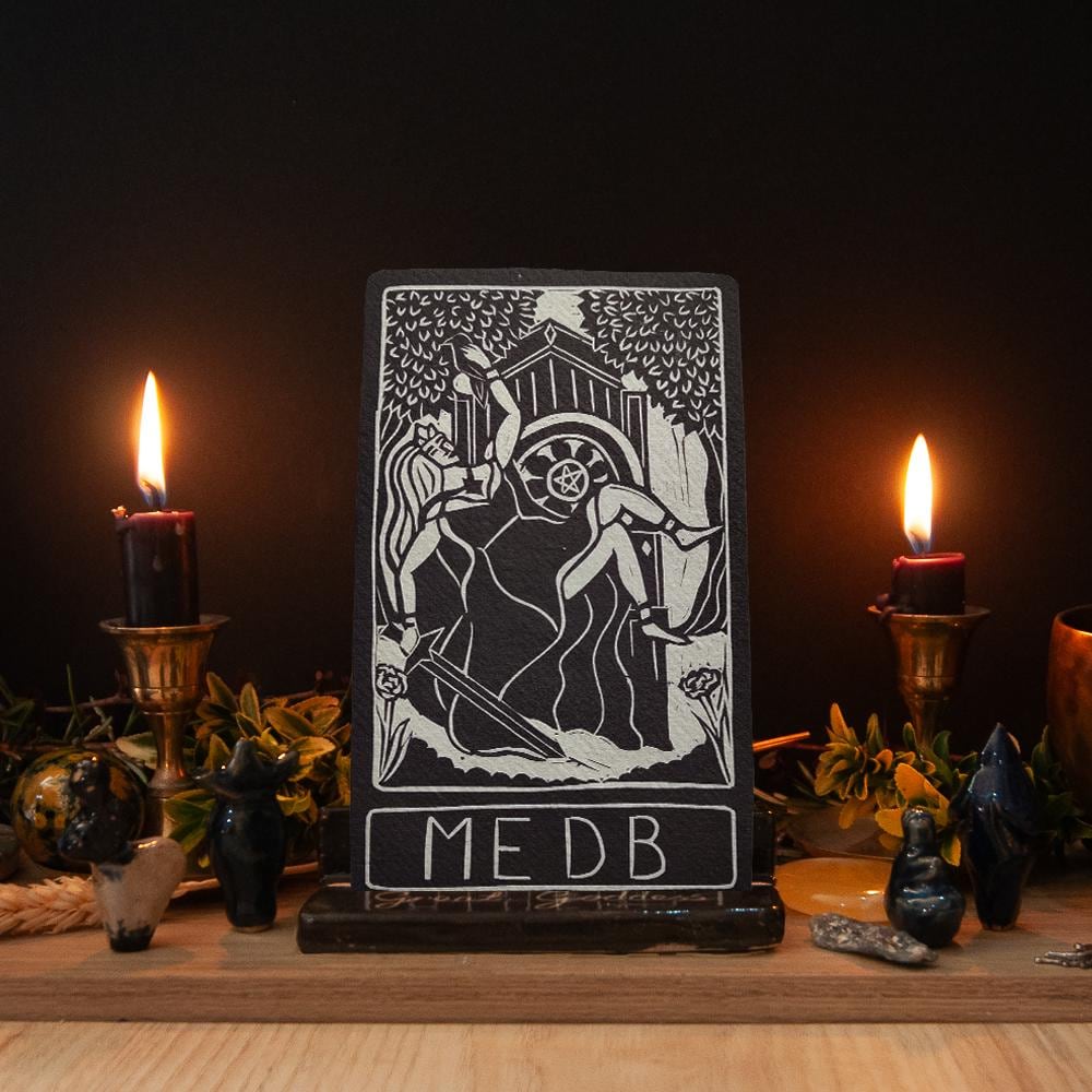 Medb altar card | Goddess oracle card | handmade linocut design, eco-friendly gifts.