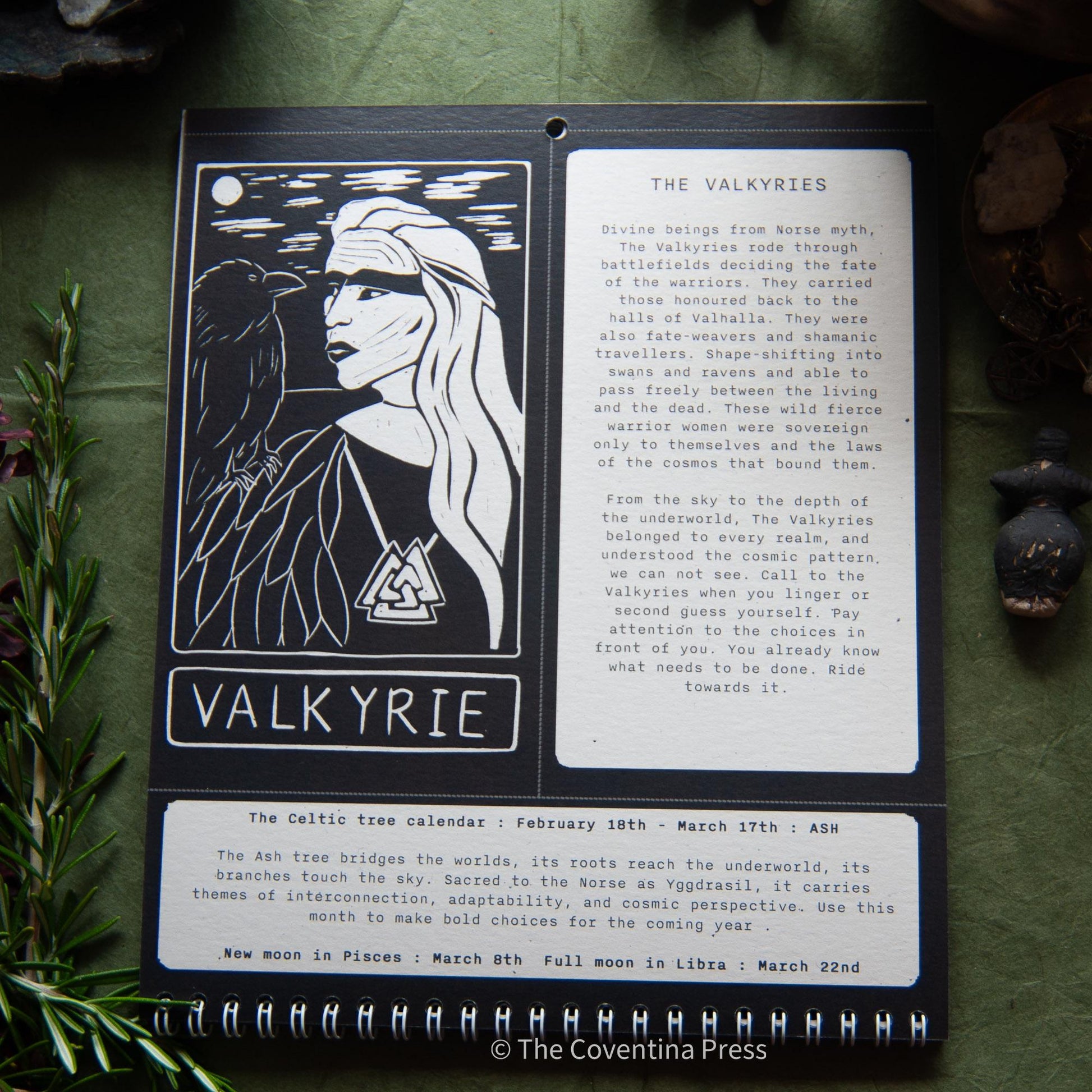 Wyld Women Calendar 2027, NEW RELEASE! - Original linocut art with goddess guidance and cut out oracle cards.