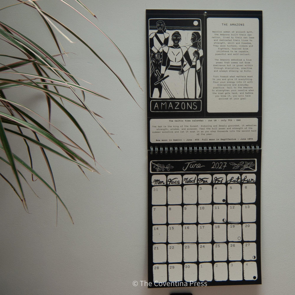Wyld Women Calendar 2027, NEW RELEASE! - Original linocut art with goddess guidance and cut out oracle cards.