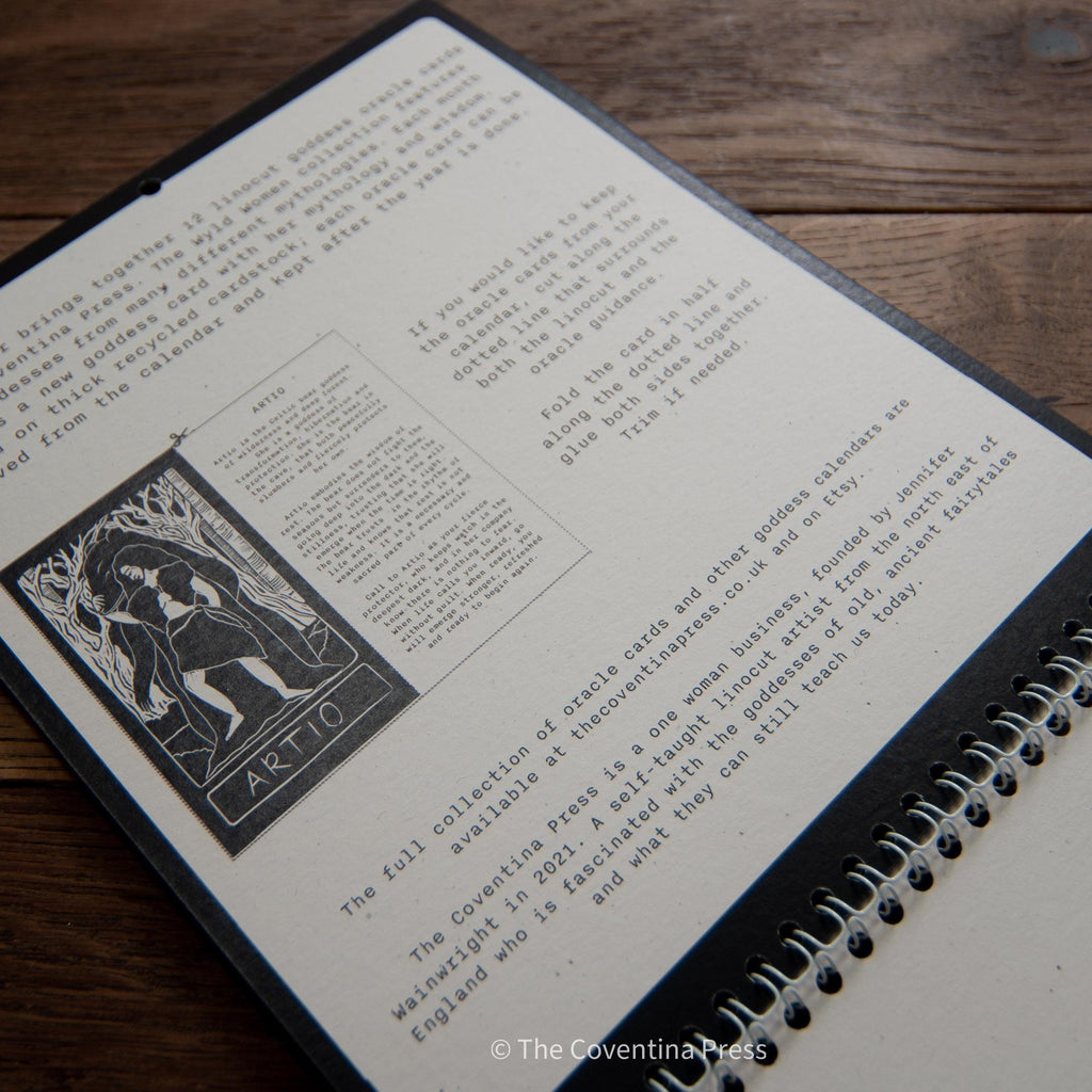 Wyld Women Calendar 2027, NEW RELEASE! - Original linocut art with goddess guidance and cut out oracle cards.