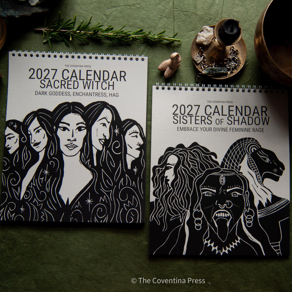 Wyld Women Calendar 2027, NEW RELEASE! - Original linocut art with goddess guidance and cut out oracle cards.