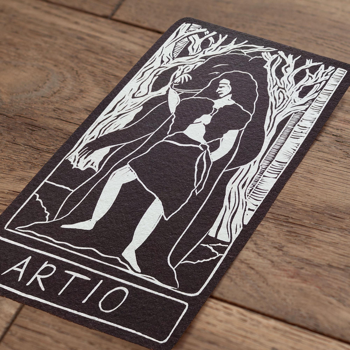 Artio Oracle card | Celtic Bear goddess. Goddess guidance, handmade linocut art