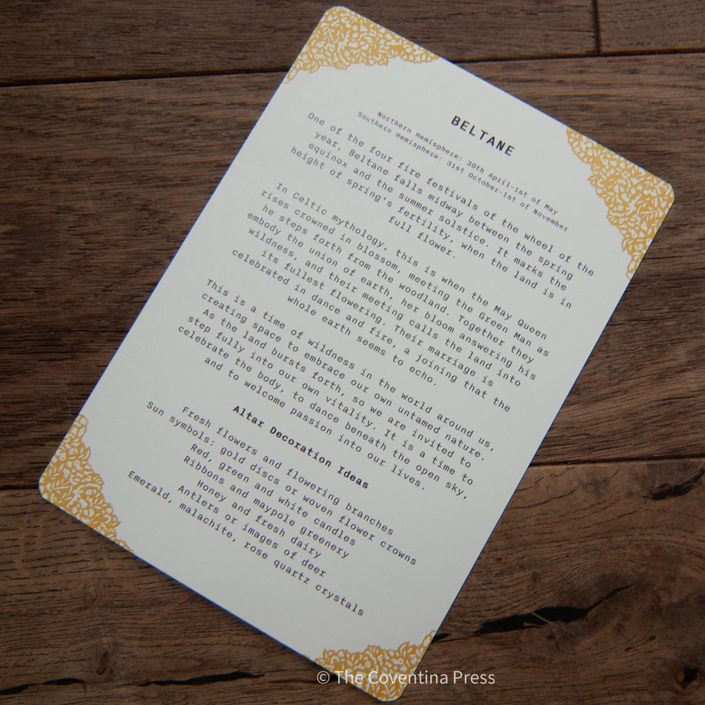 Celtic Goddess Wheel of the Year | 8 Sabbat Altar Cards | Linocut design