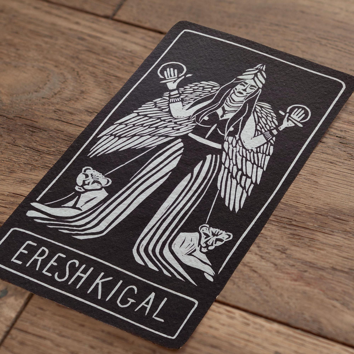 Ereshkigal Goddess | oracle card with goddess guidance handmade linocut design.