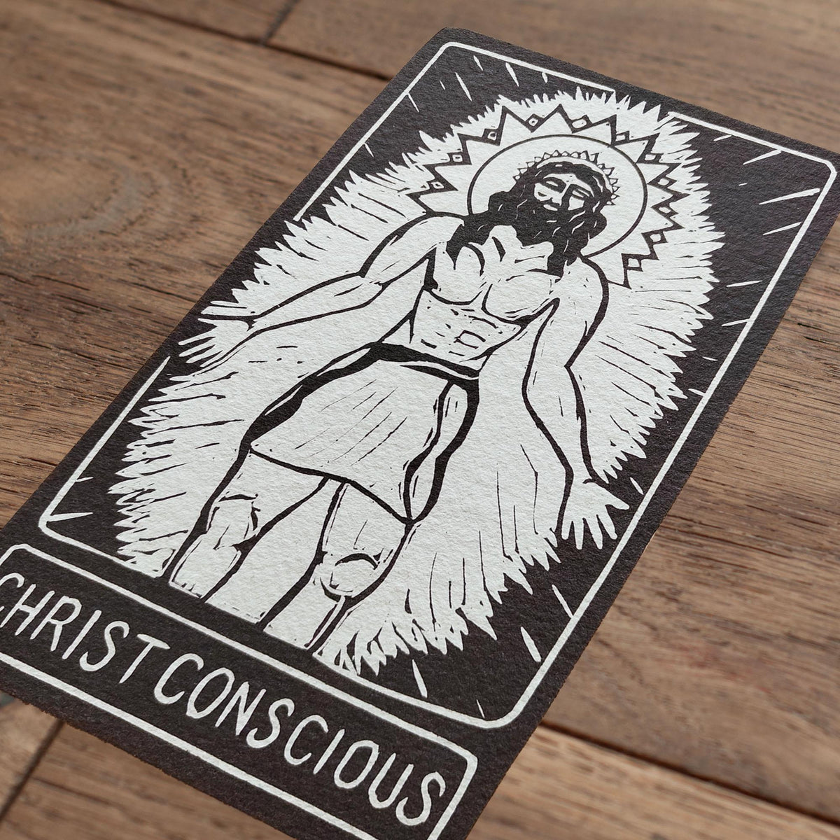 Christ Conscious Oracle card | Mythic altar cards. Deity guidance, handmade linocut art