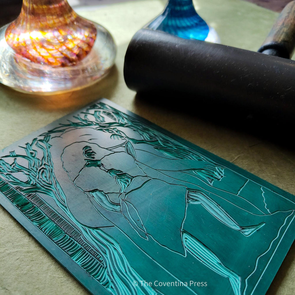 Artio Oracle card | Celtic Bear goddess. Goddess guidance, handmade linocut art