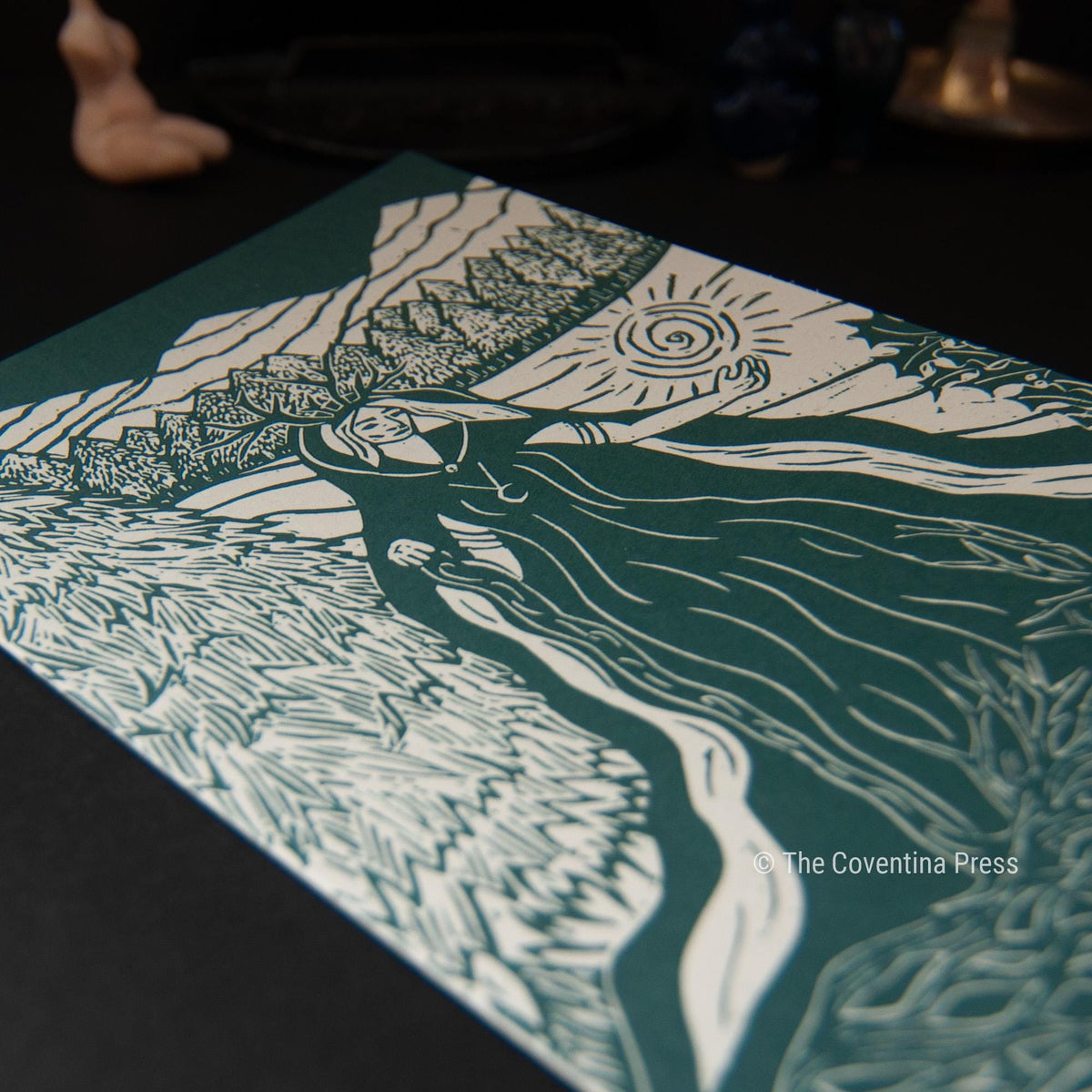 Winter Solstice Greeting Card | Wheel of the year | Linocut design