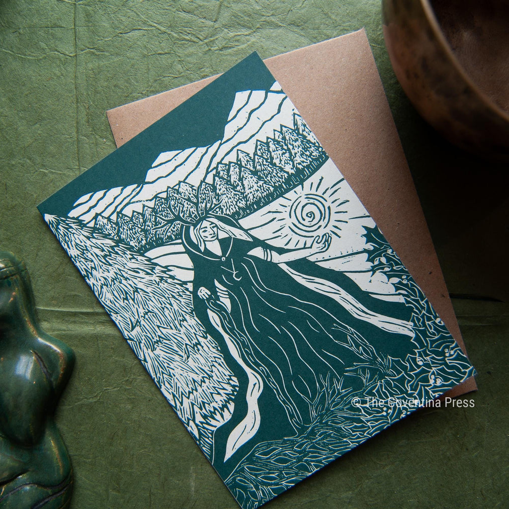 Winter Solstice Greeting Card | Wheel of the year | Linocut design