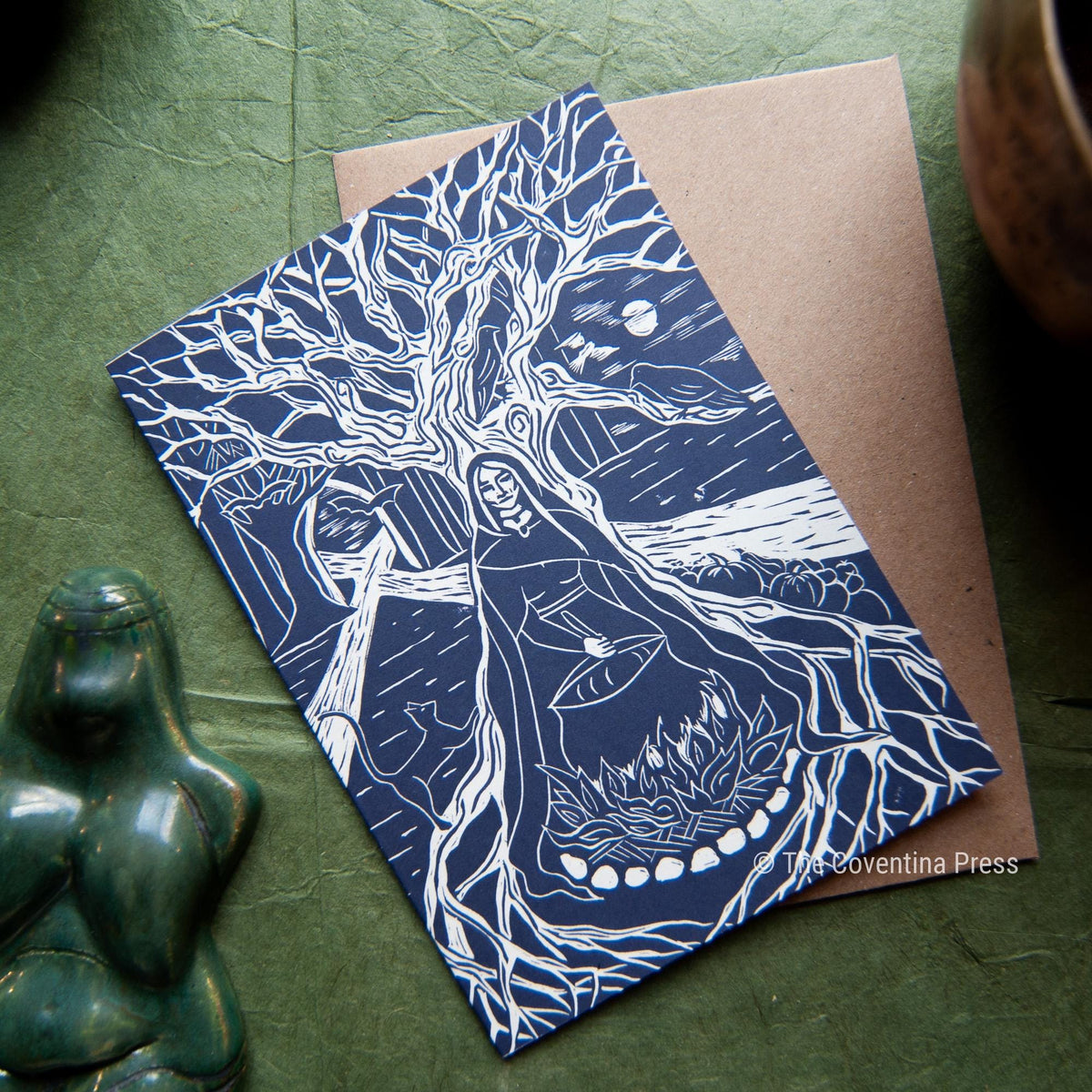 Samhain Greeting Card | Wheel of the year | Linocut design