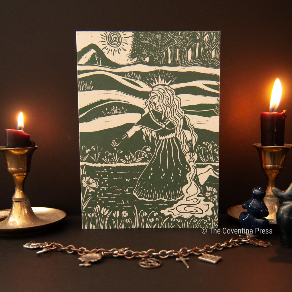 Imbolc Greeting Card | Wheel of the year | Linocut design