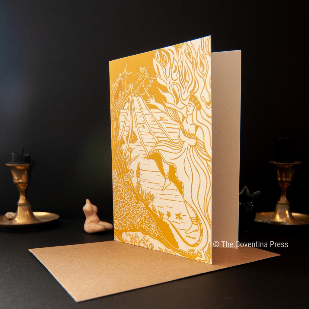 Beltane Greeting Card | Wheel of the year | Linocut design