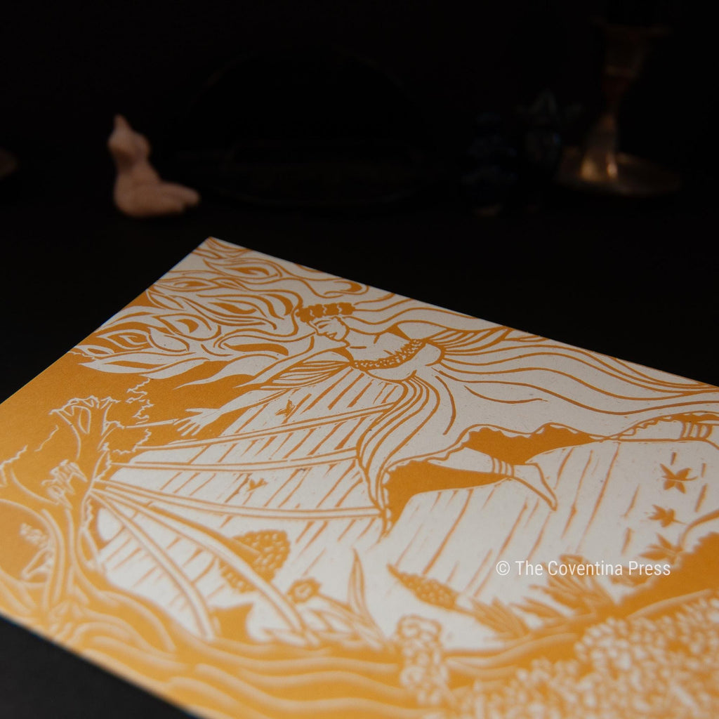 Beltane Greeting Card | Wheel of the year | Linocut design