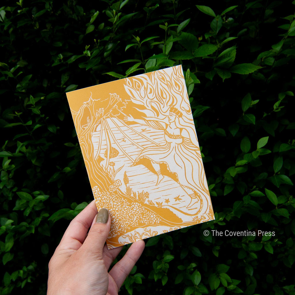 Beltane Greeting Card | Wheel of the year | Linocut design