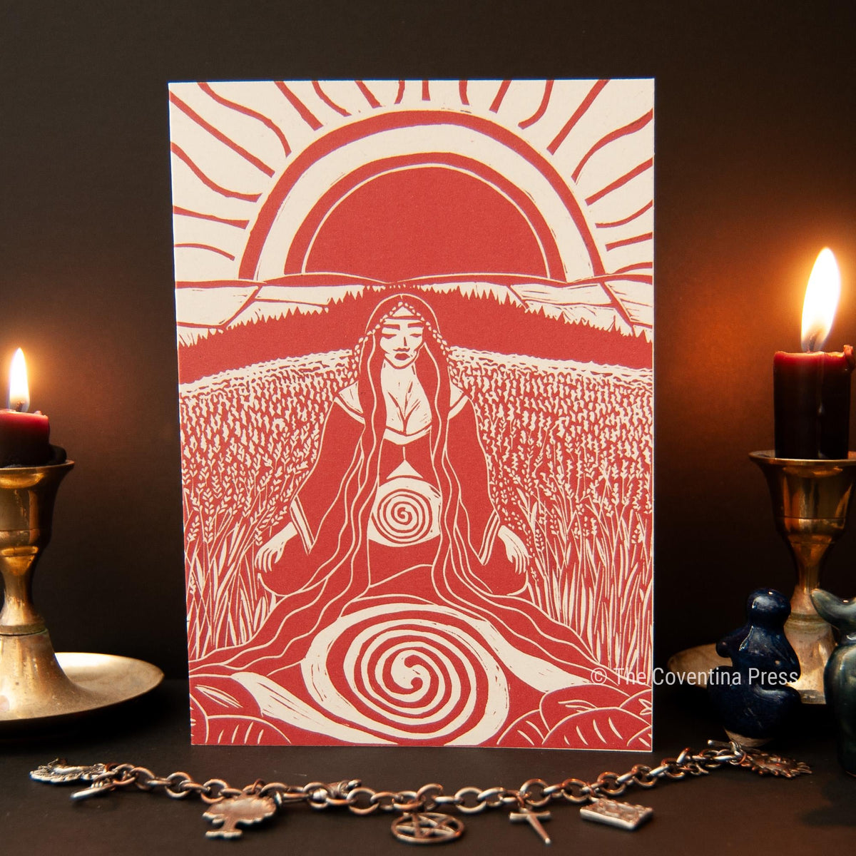 Lughnasadh Greeting Card | Wheel of the year | Linocut design
