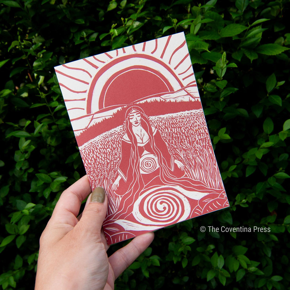 Lughnasadh Greeting Card | Wheel of the year | Linocut design