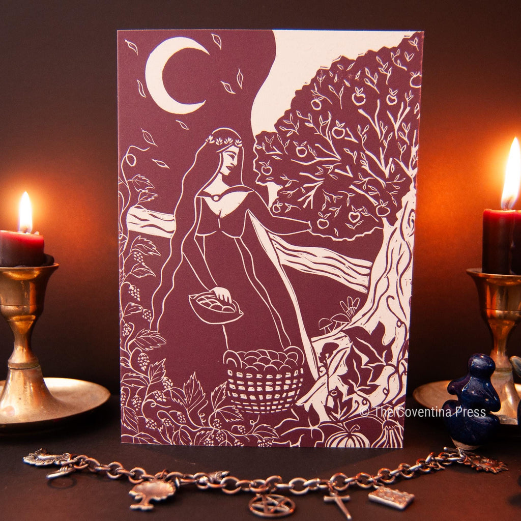 Lughnasadh Greeting Card | Wheel of the year | Linocut design