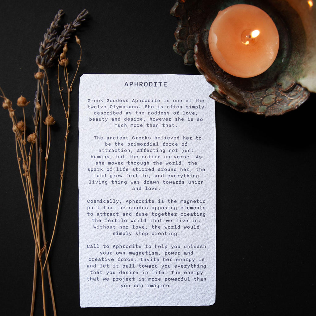 Aphrodite Oracle card | Greek Goddess of love, beauty and desire. Goddess guidance, handmade linocut art