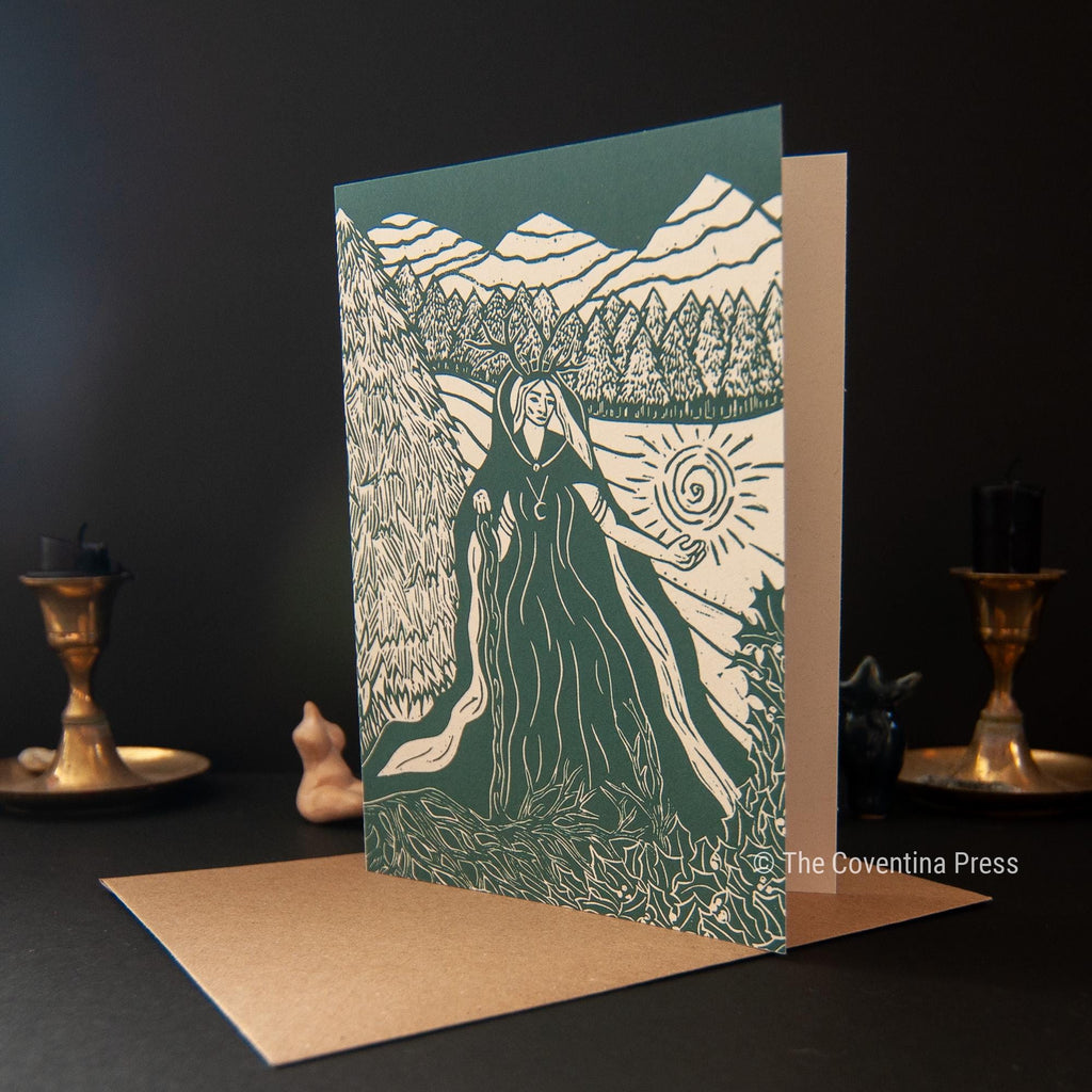 Winter Solstice Greeting Card | Wheel of the year | Linocut design