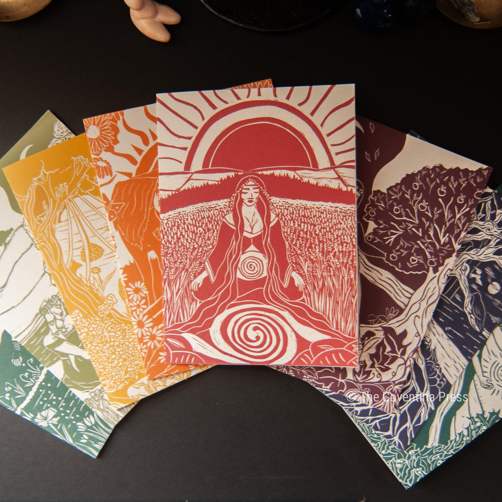 Summer solstice Greeting Card | Wheel of the year | Linocut design