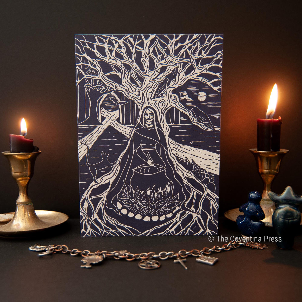 Samhain Greeting Card | Wheel of the year | Linocut design