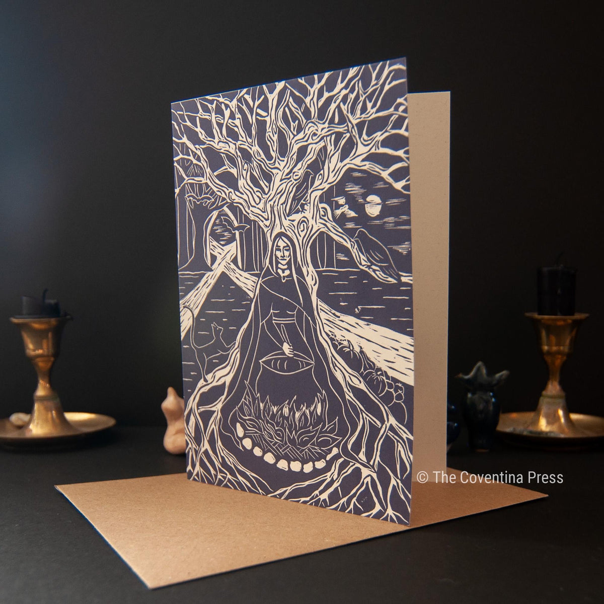 Samhain Greeting Card | Wheel of the year | Linocut design