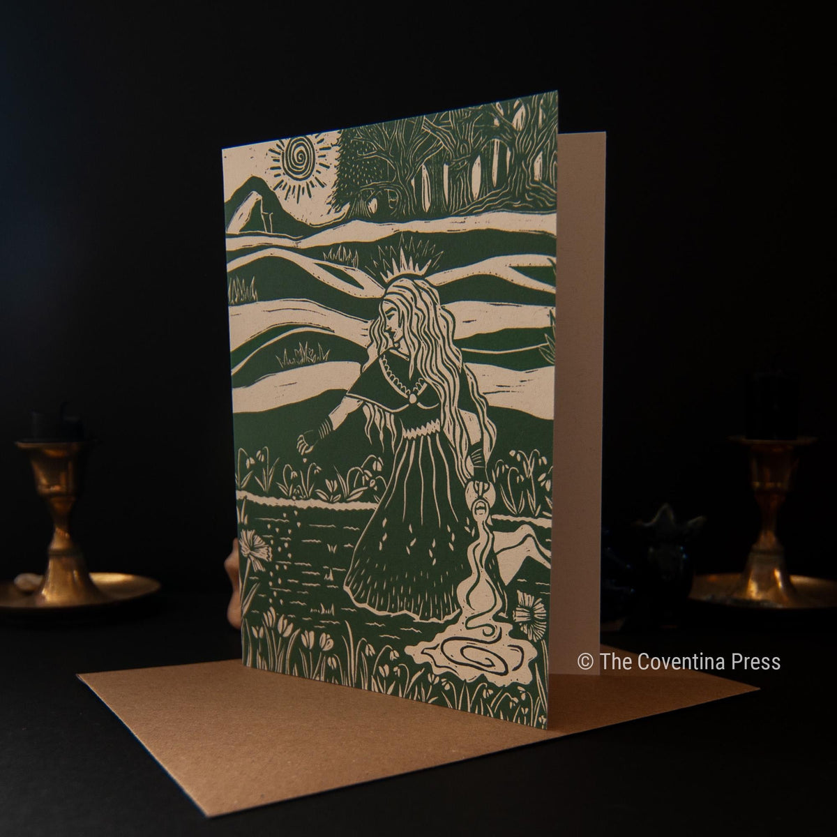 Imbolc Greeting Card | Wheel of the year | Linocut design