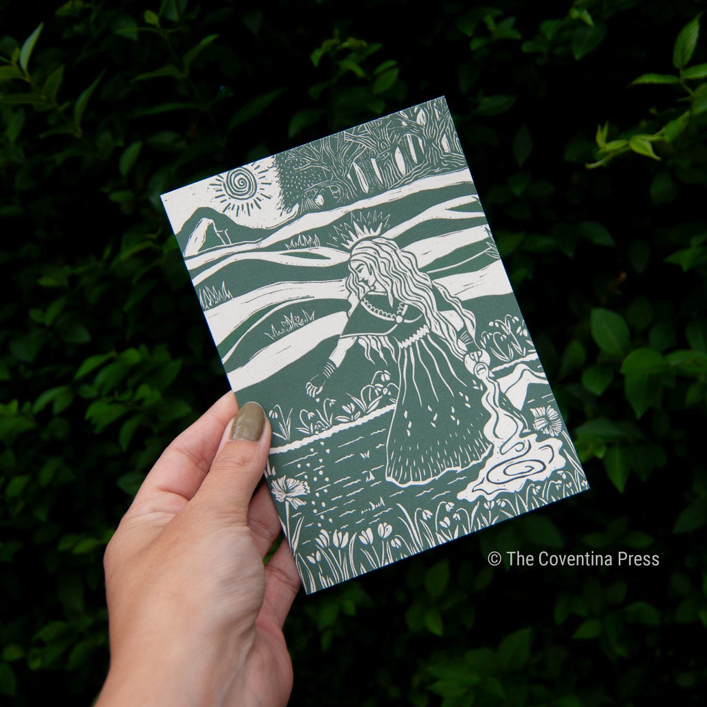 Imbolc Greeting Card | Wheel of the year | Linocut design