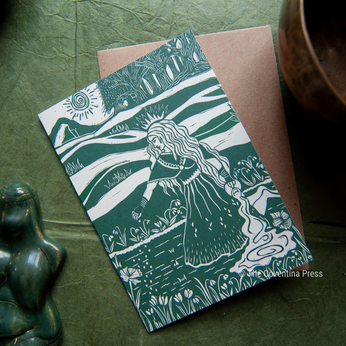 Imbolc Greeting Card | Wheel of the year | Linocut design
