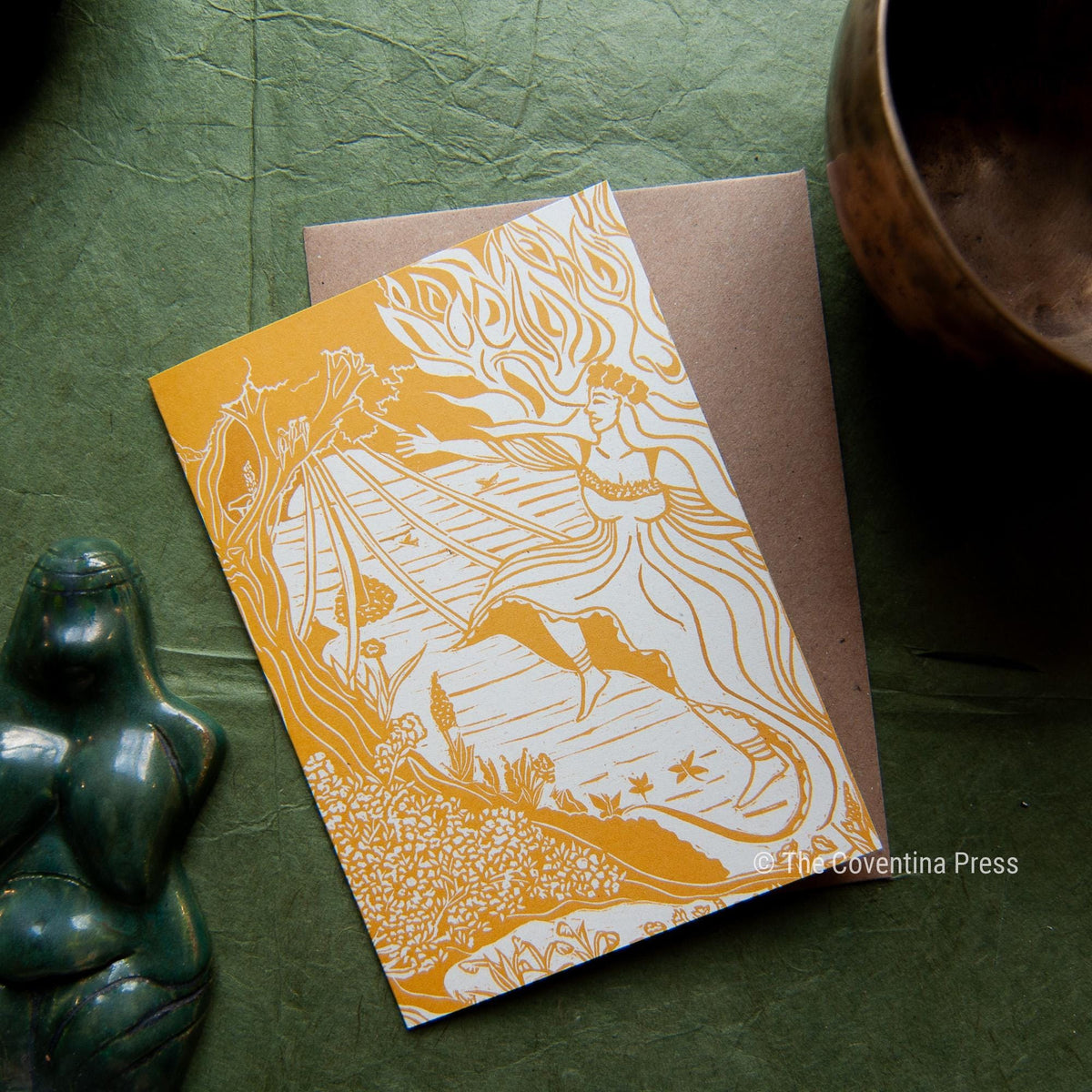 Beltane Greeting Card | Wheel of the year | Linocut design