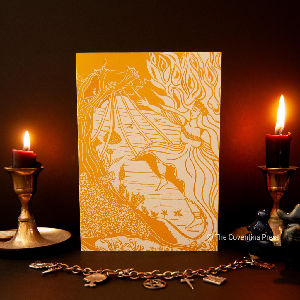 Beltane Greeting Card | Wheel of the year | Linocut design