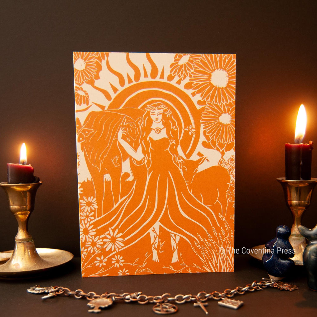 Summer solstice Greeting Card | Wheel of the year | Linocut design