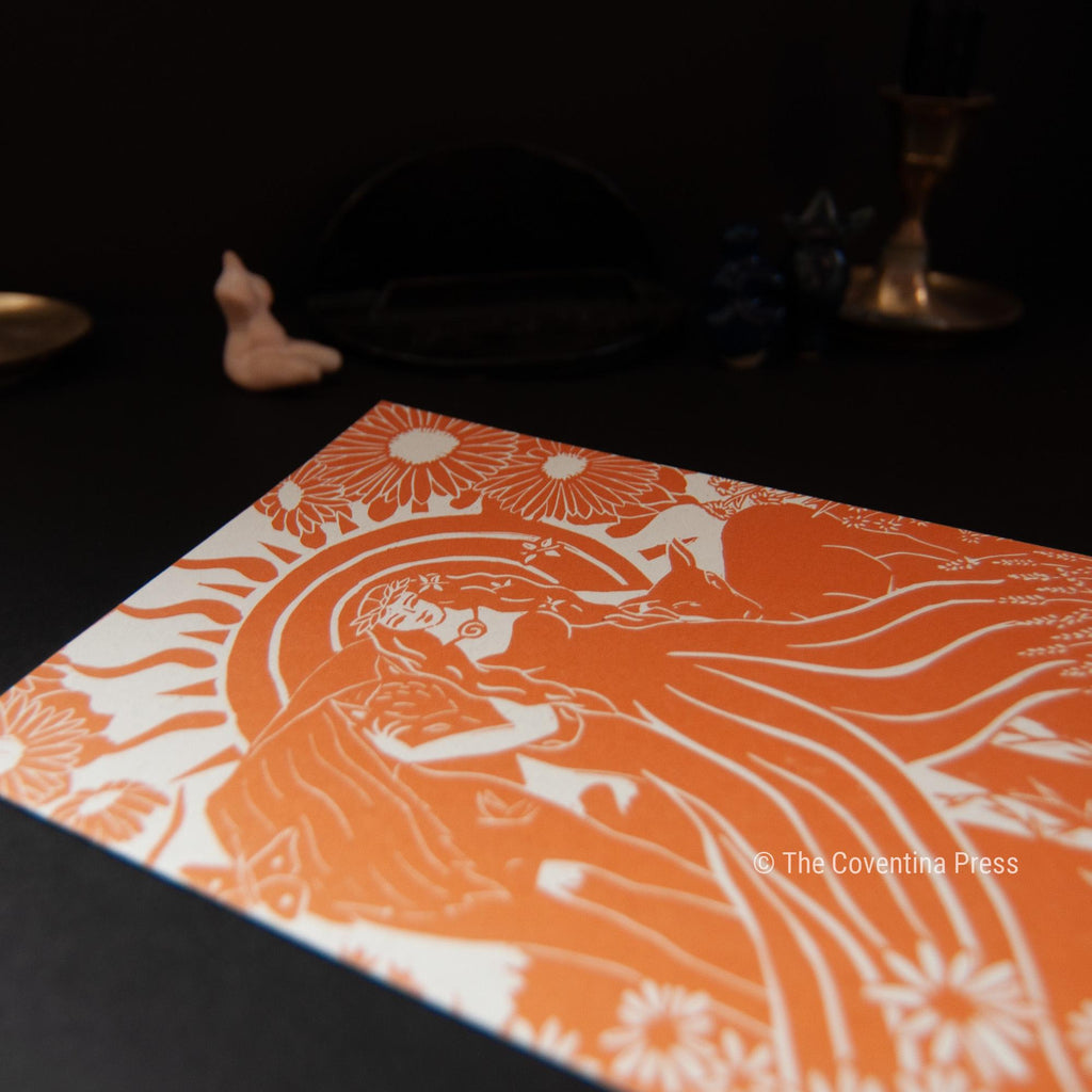 Summer solstice Greeting Card | Wheel of the year | Linocut design