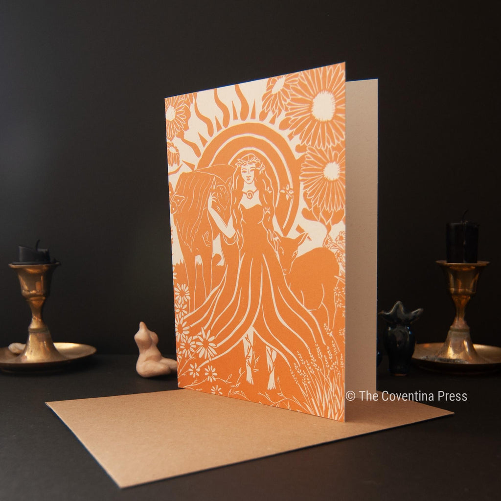 Summer solstice Greeting Card | Wheel of the year | Linocut design