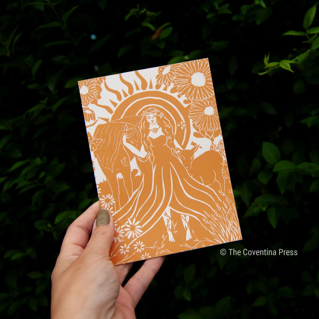 Summer solstice Greeting Card | Wheel of the year | Linocut design