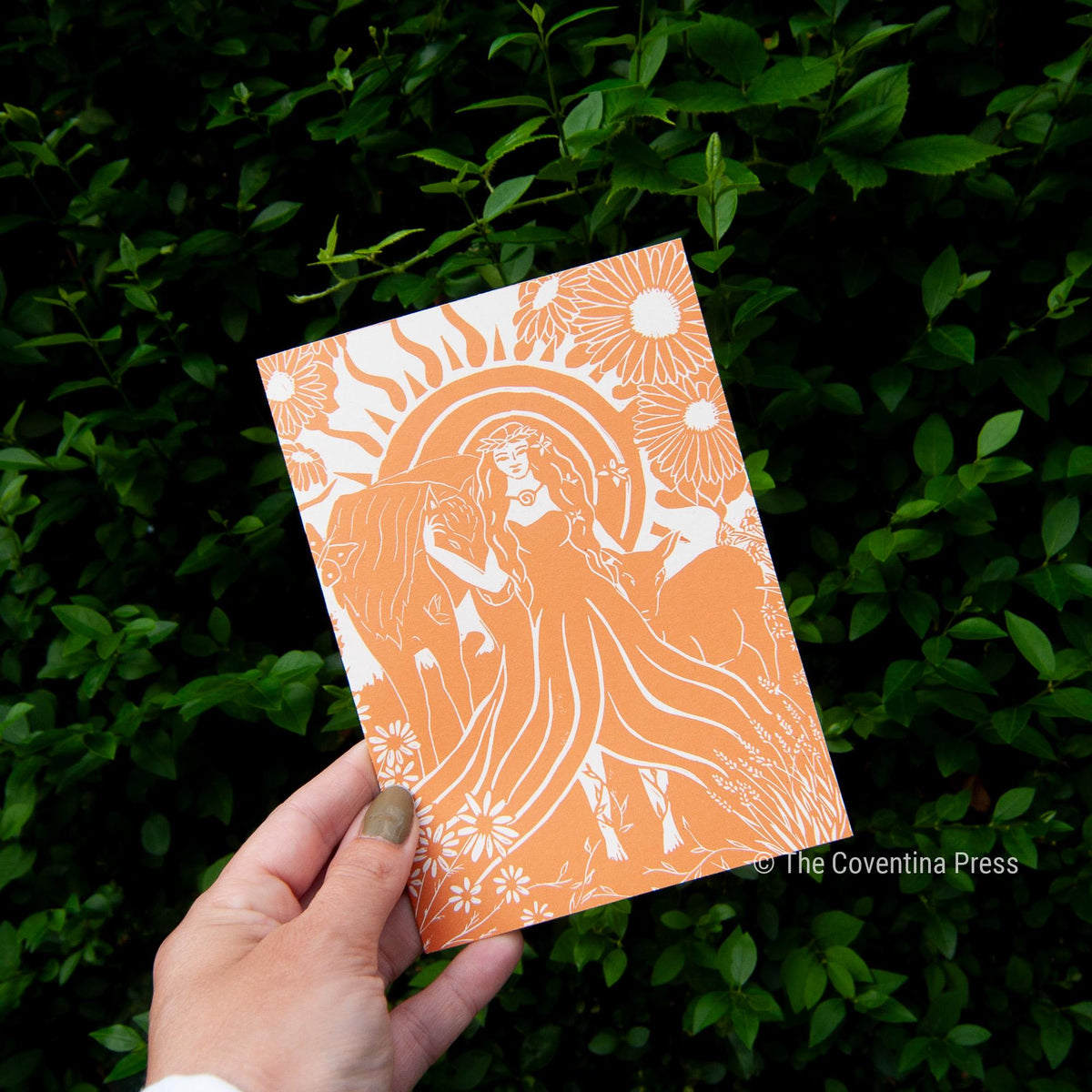 Summer solstice Greeting Card | Wheel of the year | Linocut design