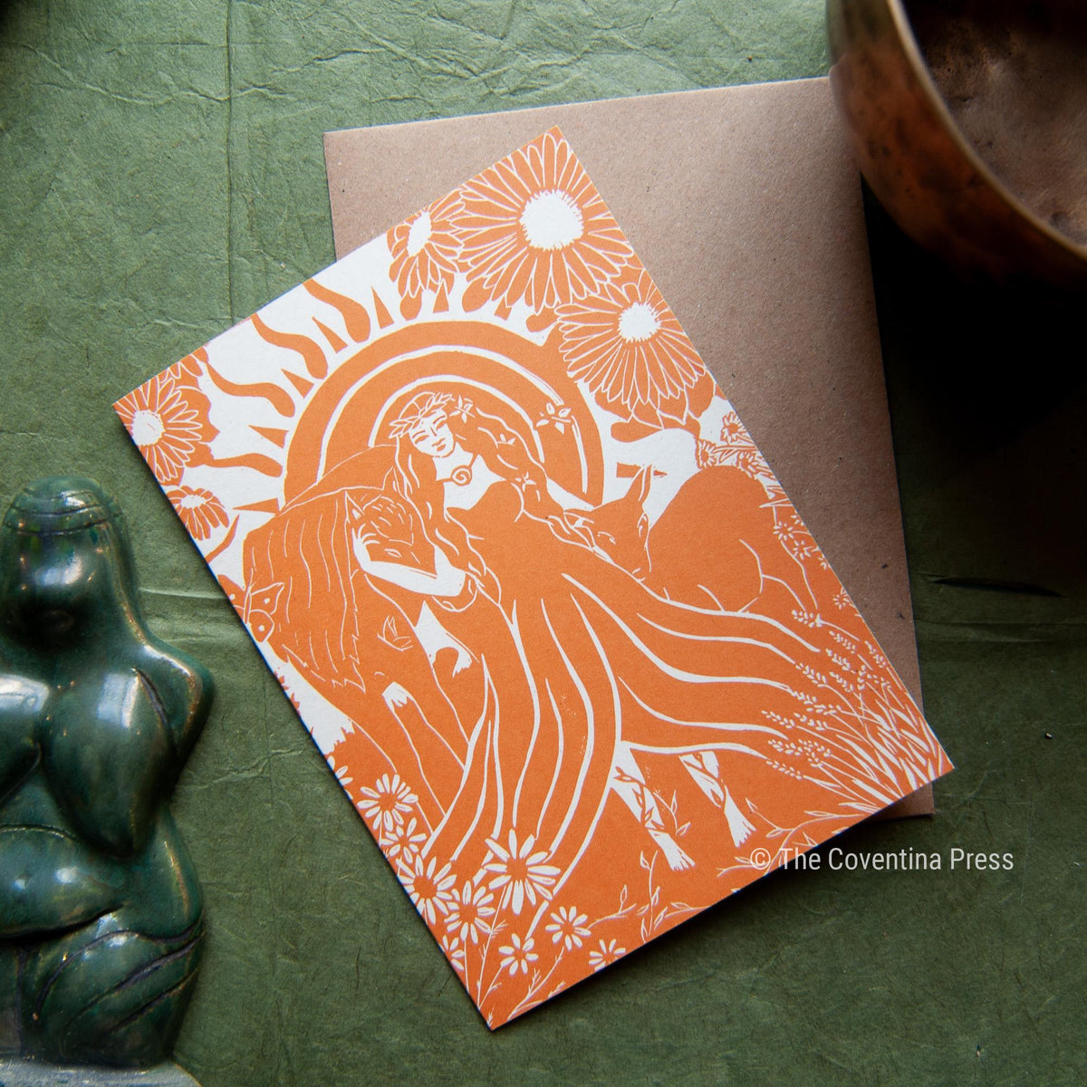 Summer solstice Greeting Card | Wheel of the year | Linocut design