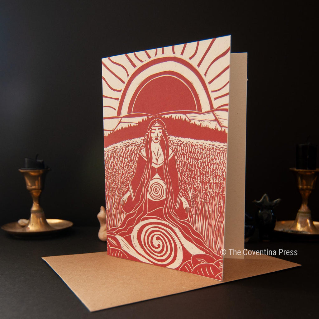 Lughnasadh Greeting Card | Wheel of the year | Linocut design