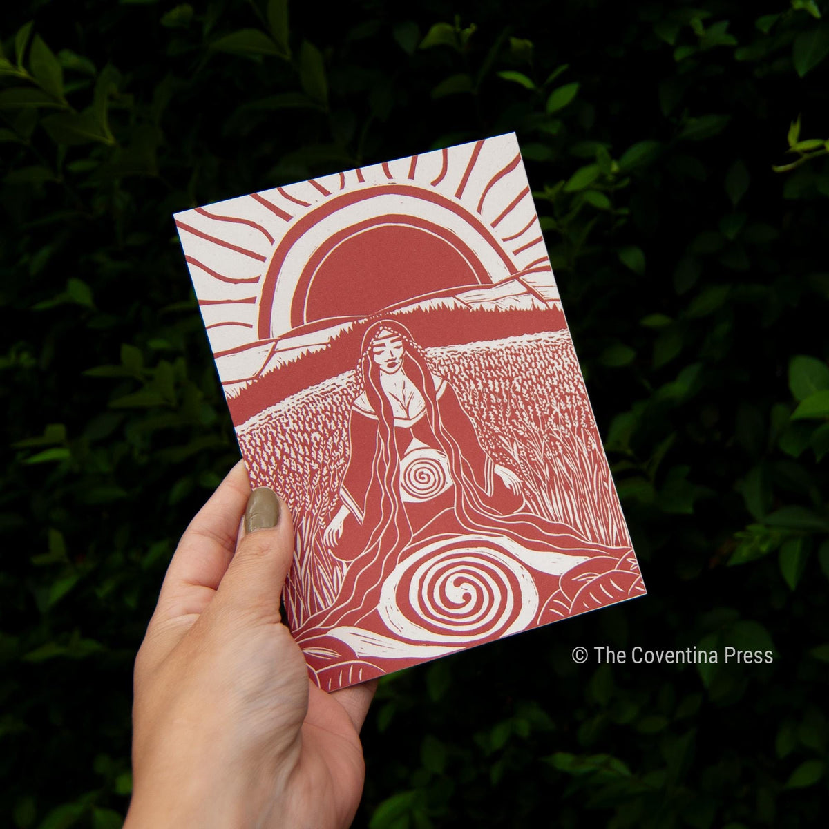 Lughnasadh Greeting Card | Wheel of the year | Linocut design